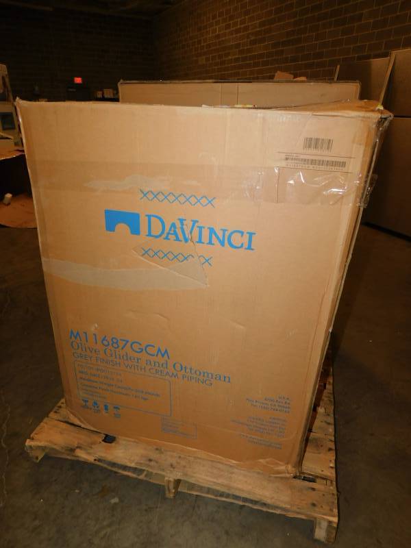 lot 6028 image: DaVinci Olive Glider Chair &amp Ottoman Set, MultiNone