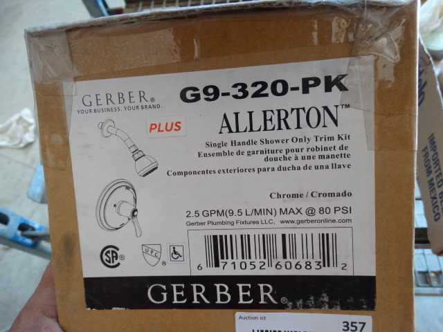 lot 357 image: Gerber single handle shower.