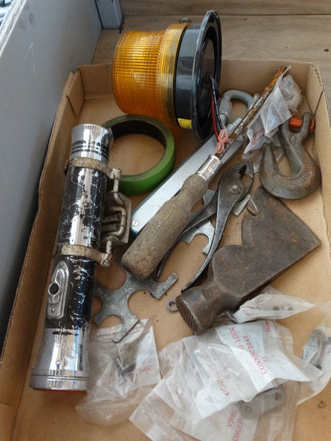 lot 387 image: Box of misc. tools and hardware.
