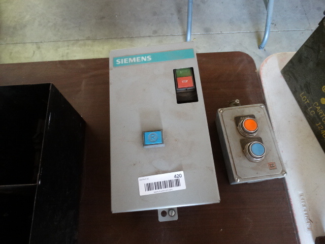 lot 420 image: Electric motor starter and switches.