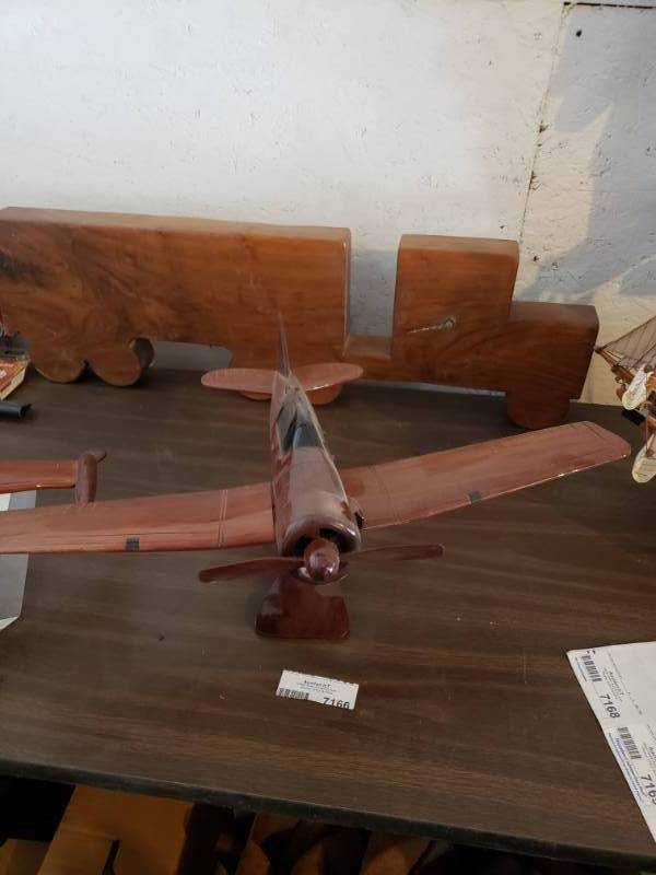 lot 7166 image: Mahogany Desk Airplane Decor