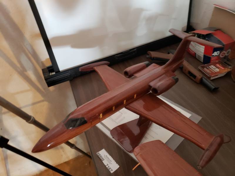 lot 7167 image: Mahogany Desk Airplane Decor