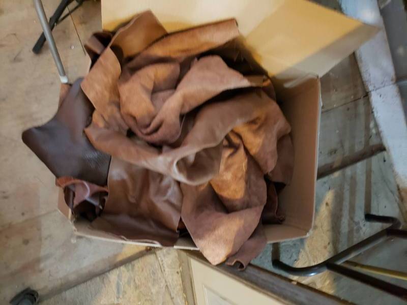 lot 7174 image: Box of Leather Scraps