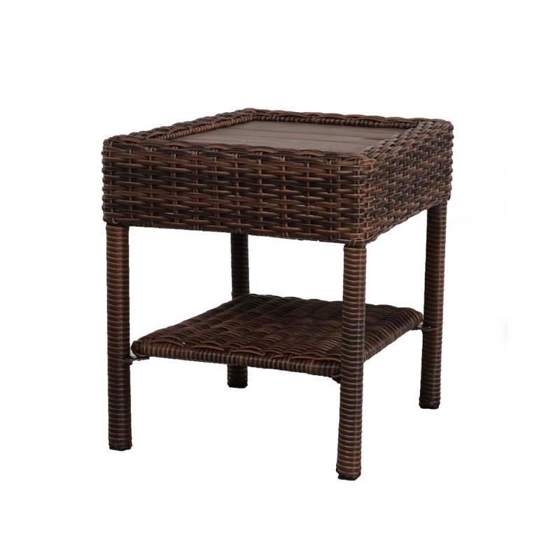 Hampton Bay Outdoor Square Side Table Steel All Weather Wicker
