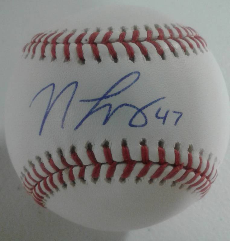 lot 1007 image: Signed Nicky Lopez Official Major League Baseball Kansas City Royals #47 with Major League Baseball Hologram Certification