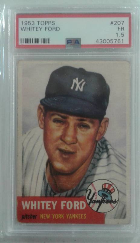 lot 1014 image: Professionally Graded PSA 1.5 Fair 1953 Topps Whitey Ford New York Yankees #207 Book Value $250.00