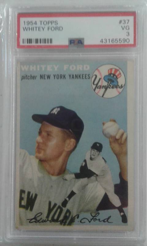 lot 1016 image: Professionally Graded PSA 3 Very Good 1954 Topps Whitey Ford New York Yankees #47 Book Value $150.00