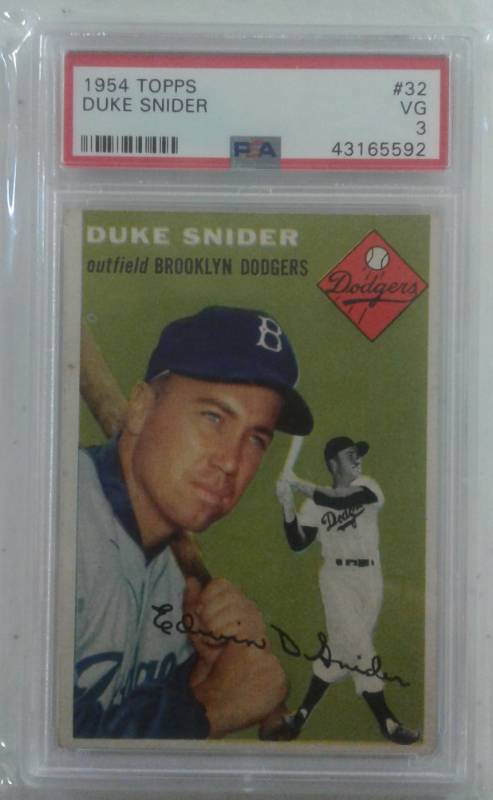 lot 1018 image: Professionally Graded PSA 3 Very Good 1954 Topps Duke Snider Brooklyn Dodgers #32 Book Value $120.00