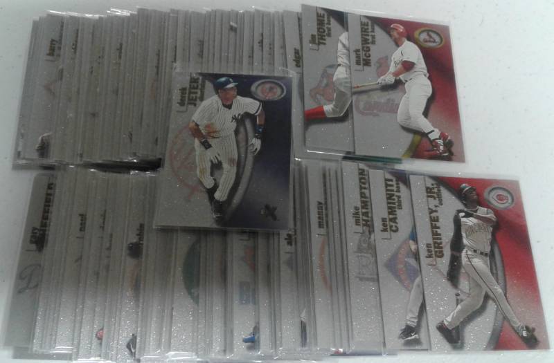 lot 1063 image: Mint 2001 Fleer E-X Baseball Card Complete Set - 100 Cards - Heavy Acetate Cards with Jeter, McGwire, Griffey