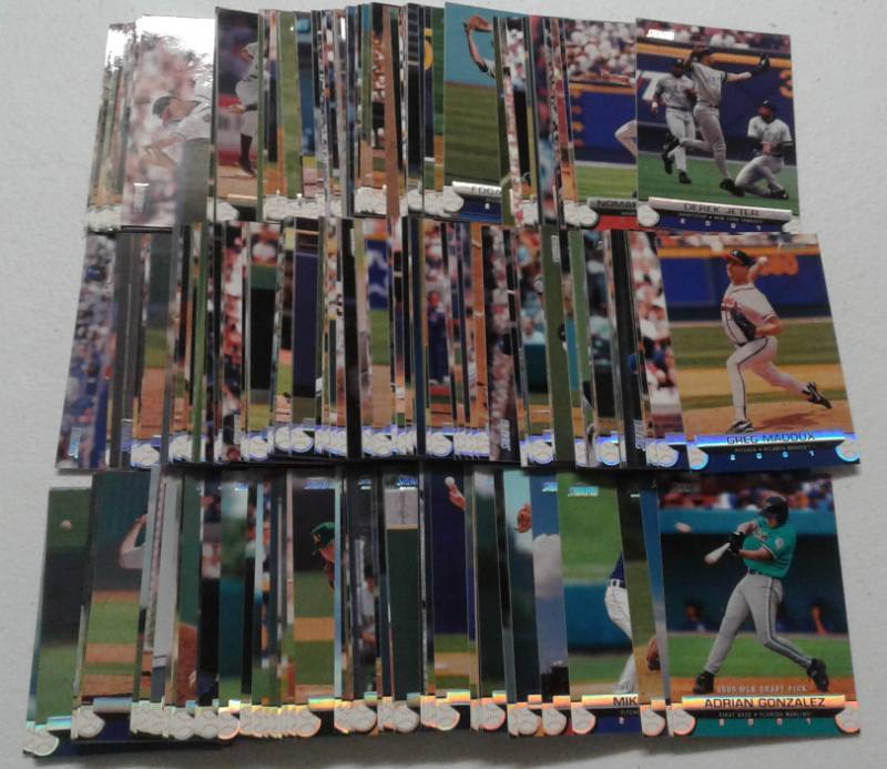 lot 1069 image: Rare & Complete 2001 Topps Stadium Club 200 Baseball Card Set - With All Rookies & Short Prints - Jeter, Ripken, Adrian Gonzalez Rookie