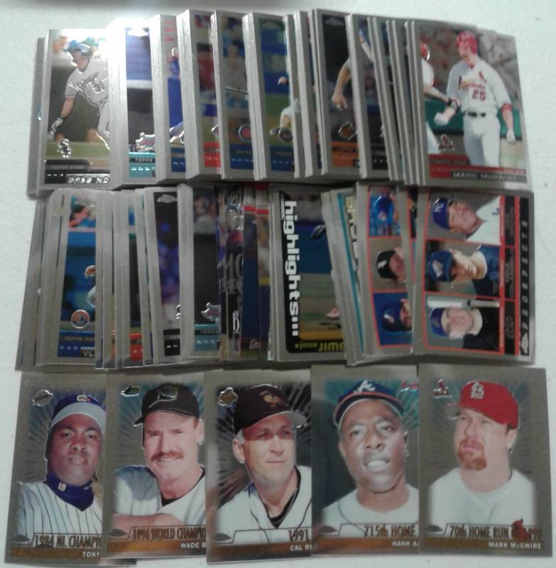 lot 1070 image: Mint Complete 2000 Topps Chrome Series 1 Baseball Card Set - 240 Total Cards - Includes 5 Short Prints with McGwire, Ripken, Hank Aaron