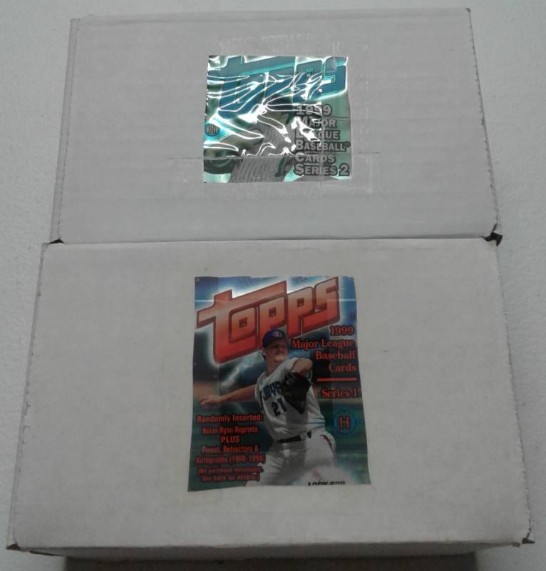 lot 1075 image: Complete & Mint 1999 Topps Series 1 & Series 2 Baseball Trading Card Sets with Short Print Mark McGwire HR #10 & Sammy Sosa HR #51 - 463 Total Cards