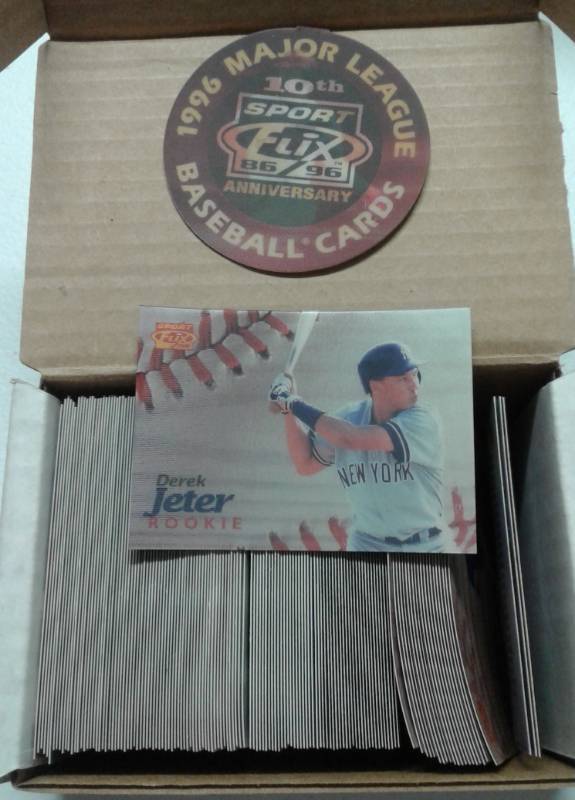 lot 1078 image: 1996 Sport Flix Complete Baseball Card Set Including Derek Jeter Rookie Card - 144 Total Cards - All with Sport Flix Technology
