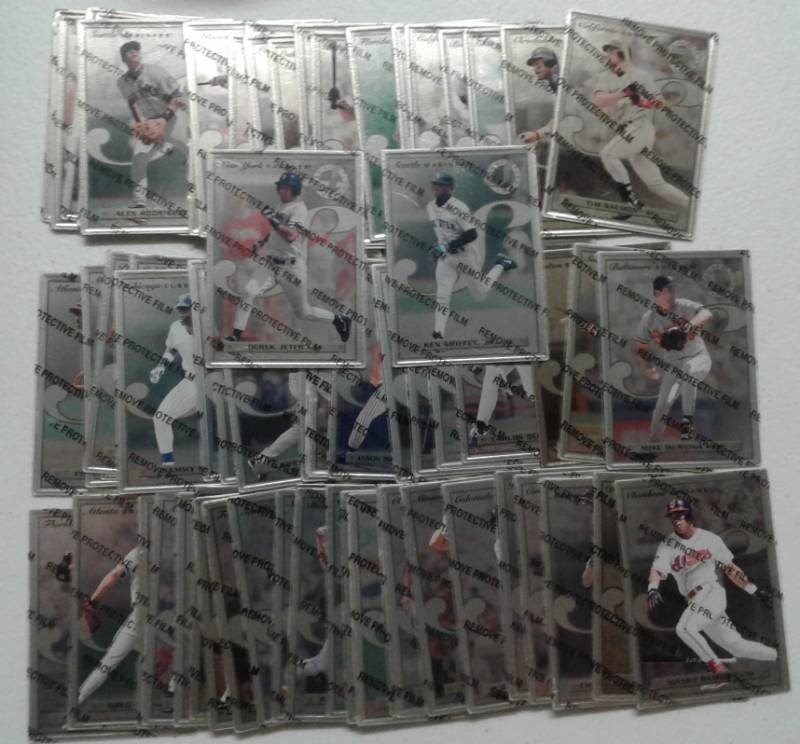 lot 1081 image: Complete 1996 Leaf Steel Baseball Card Set of 77 Cards Including Derek Jeter, Ken Griffey Jr. - Cards Actually Made of Steel - Rare Set