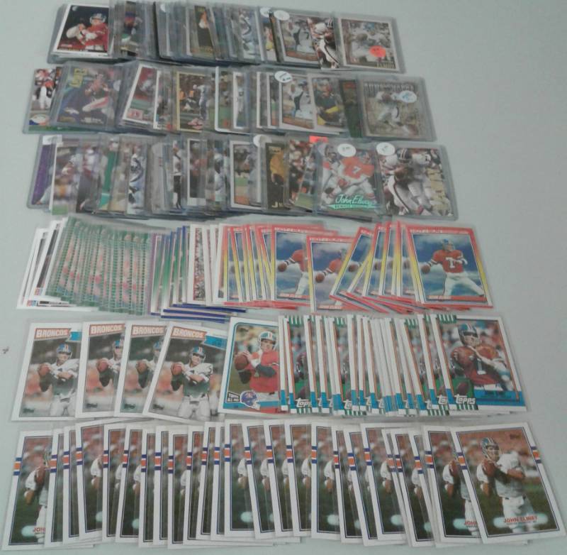 lot 1113 image: Collection of 200 John Elway Football Trading Cards - Including 1987, 88, 89 Topps Multipes of Each
