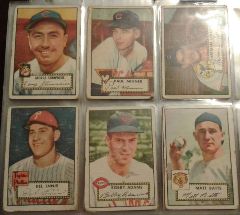 lot 1030 image: Collection of 6 SIX Original 1952 Topps Baseball Trading Cards - All Cards Shown in Photos