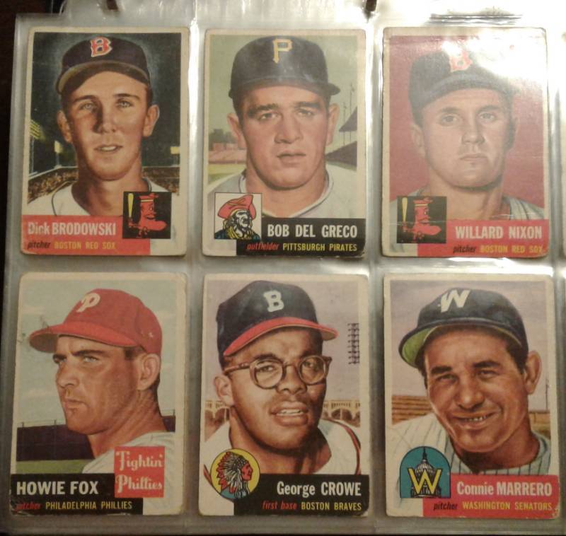 lot 1031 image: Collection of 6 SIX Original 1953 Topps Baseball Trading Cards - All Cards Shown in Photos