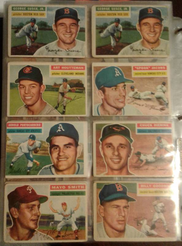 lot 1023 image: Twenty Nine (29) Original 1956 Topps Baseball Cards with Lots of Yankees, Kansas City Athletics Book Value $290.00