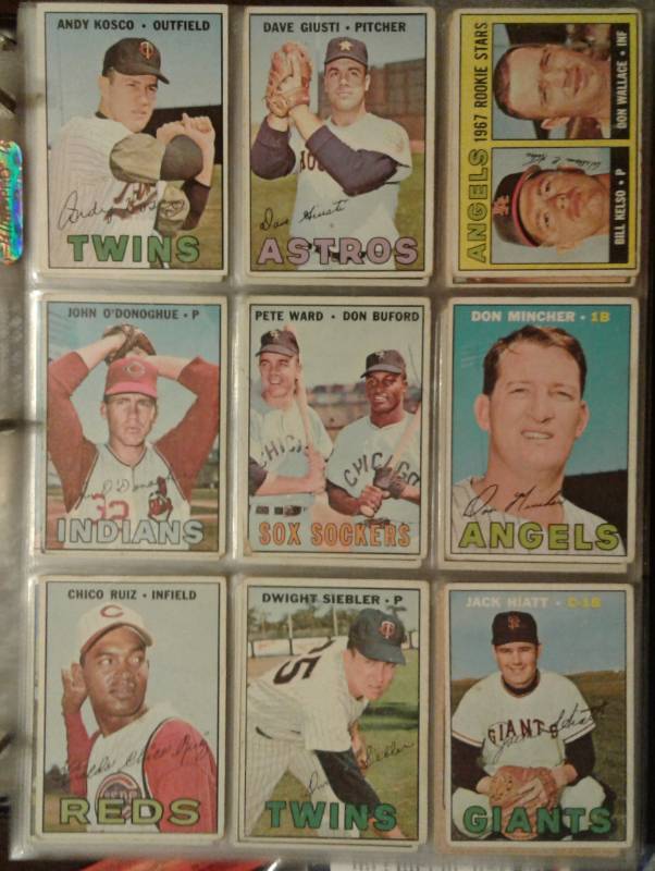 lot 1025 image: Collection of Sixty Three (63) Original 1967 & 1968 Topps Baseball Trading Cards - All Cards Shown in Photos