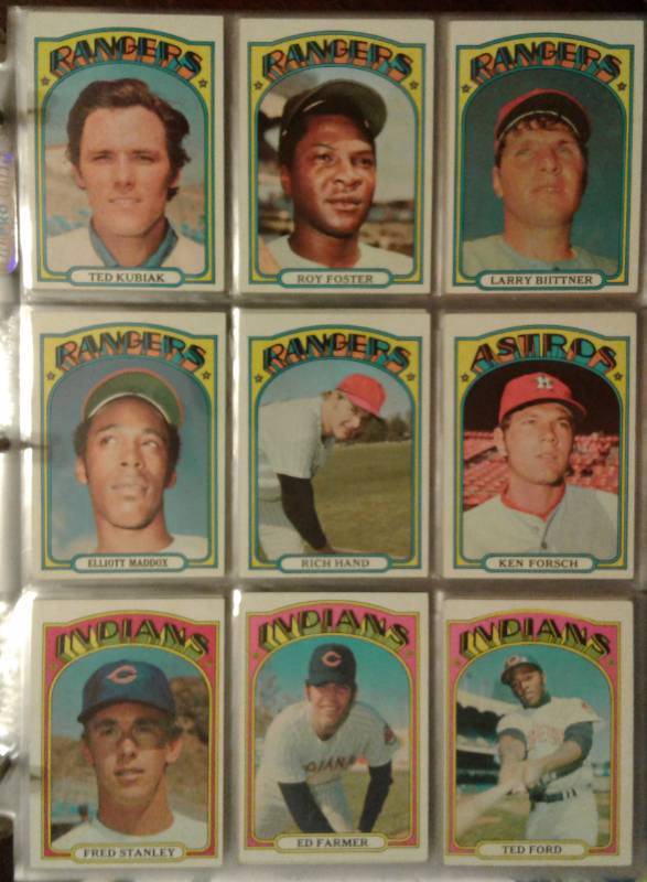 lot 1028 image: Collection of 180 Original 1972 Topps Baseball Trading Cards - All Cards Shown in Photos