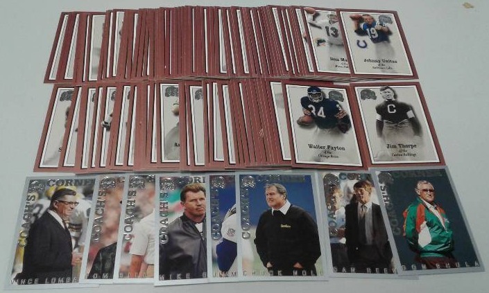 lot 1132 image: 2000 Fleer Greats of the Game Football Trading Card Complete Set -  100 Football Cards - Including Tons of Hall of Famers - Walter Payton, Johnny Unitas, Many More