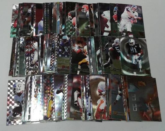 lot 1135 image: 1995 Fleer Metal Football Trading Card Complete Set -  200 Football Cards - Including Favre, Marino, Elway, Emmitt, Barry Sanders, and More