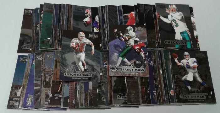 lot 1130 image: 1998 Fleer Metal Universe RARE Football Trading Card Complete Set -  200 Football Cards - Including  Rookies of Peyton Manning, Randy Moss, Charles Woodson