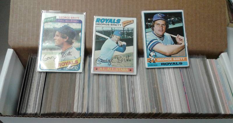 lot 1148 image: Huge Collection of Hundreds of George Brett Baseball Cards Including 1976 (second year) 1977, Early 1980s, Inserts - Tons of Pictures