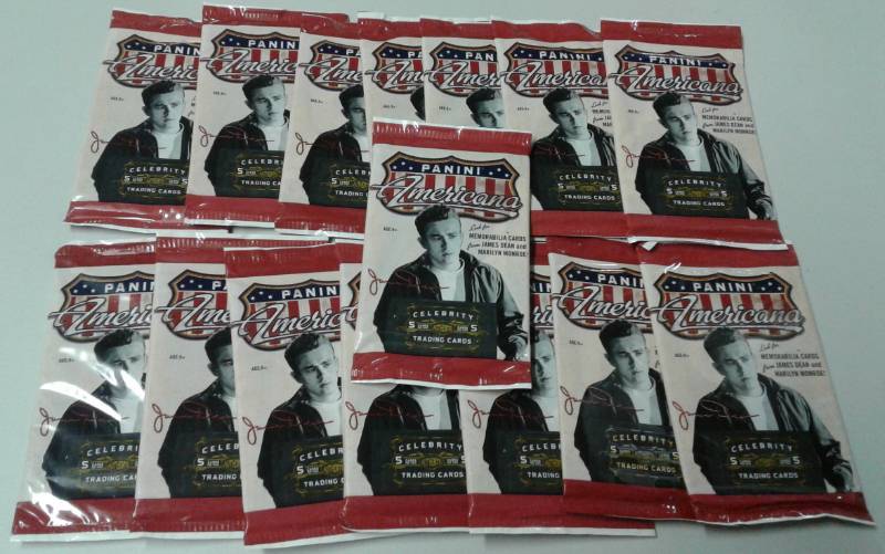 lot 1153 image: Lot of Fifteen Sealed Packs of 2011 Panini Americana With Possible Relics & Autographs - James Dean & Marilyn Monroe Possible