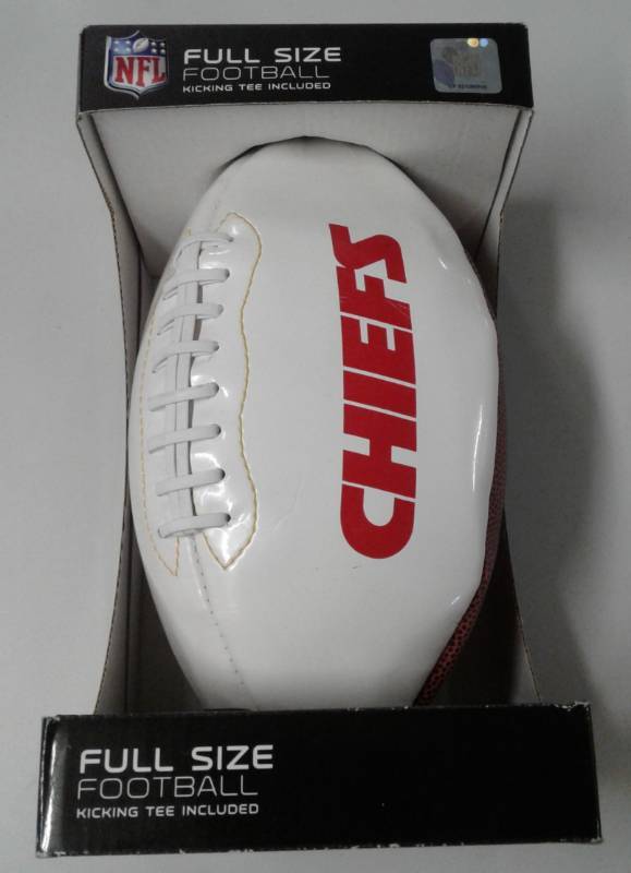 lot 1159 image: New In Box Kansas City Chiefs 40 Years of Season Ticket Holders Arrowhead Logo White Panel Football - Very Rare