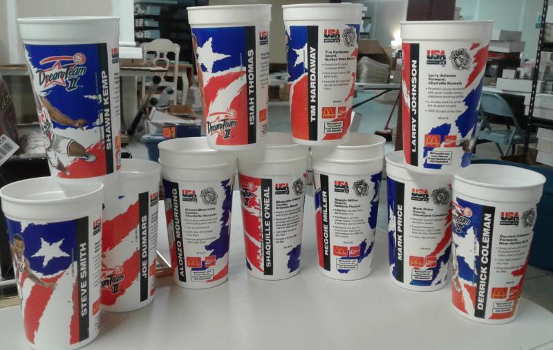 lot 1161 image: Collection of Vintage McDonalds Commemorative Cups 1994 Dream Team II - Almost Complete Set - Shaquille ONeal & More