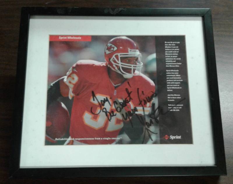 lot 1171 image: Framed and Signed Marcus Allen Kansas City Chiefs 8x10 Photograph
