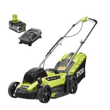 lot 6759 image: 13 in. One 18-Volt Lithium-Ion Cordless Battery Walk Behind Push Lawn Mower 4.0 Ah Batteries and Charger Included