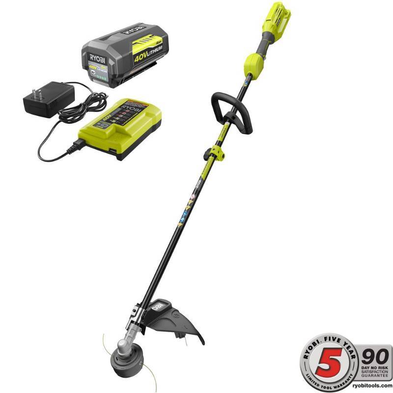 lot 6760 image: RYOBI 40-Volt Lithium-Ion Cordless Attachment Capable String Trimmer - 4.0 Ah Battery and Charger Included