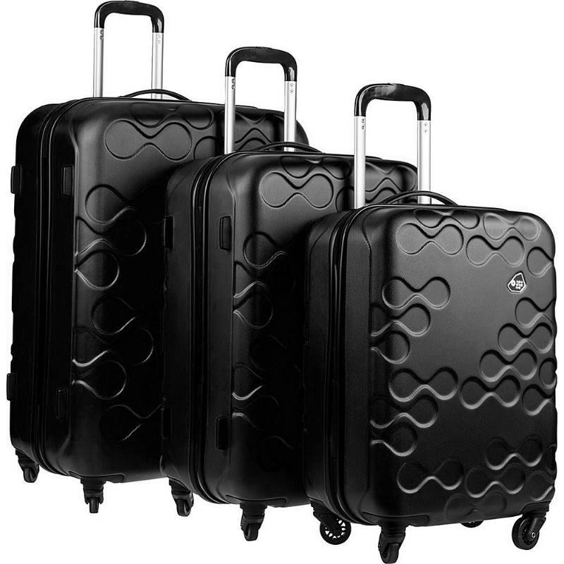 lot 6766 image: Harrana Black 3-Piece Spinner Luggage Set