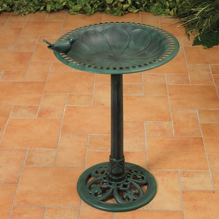 lot 6782 image: 30 H Verdigris Resin Birdbath