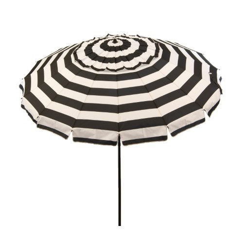 lot 6789 image: DestinationGear 8 ft Black and White Stripe Deluxe Patio and Beach Umbrella