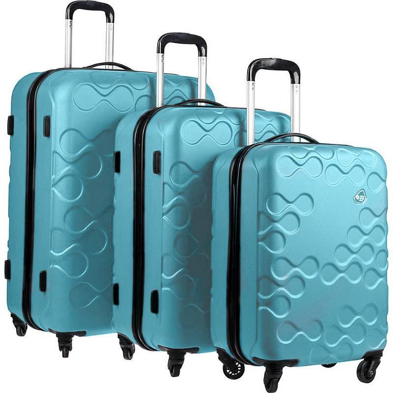 lot 6790 image: Harrana 3-Piece Turquoise Spinner Luggage Set