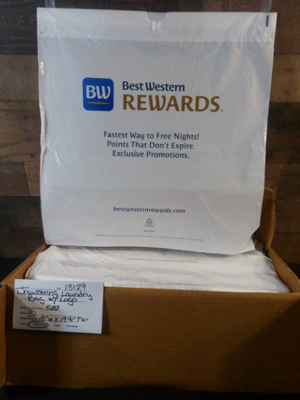 lot 104 image: Drawstring Laundry Bags W Logo