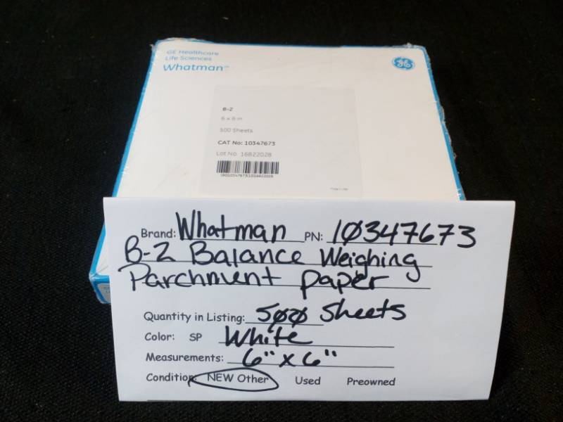 lot 112 image: Whatman 10347673 B-2 Balance Weighing Parchment Paper