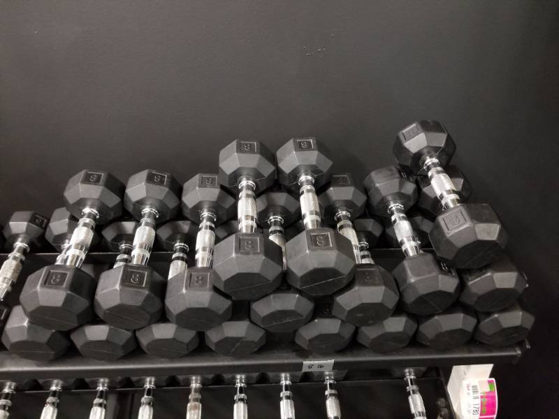 lot 1785 image: 9 Sets of 8 LB Dumbbells
