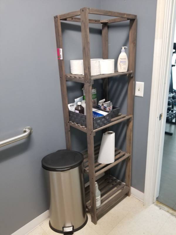 lot 1840 image: Bathroom Shelf and Trash Can