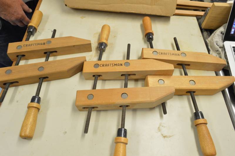 lot 6831 image: 3 Craftsman Wood Clamps