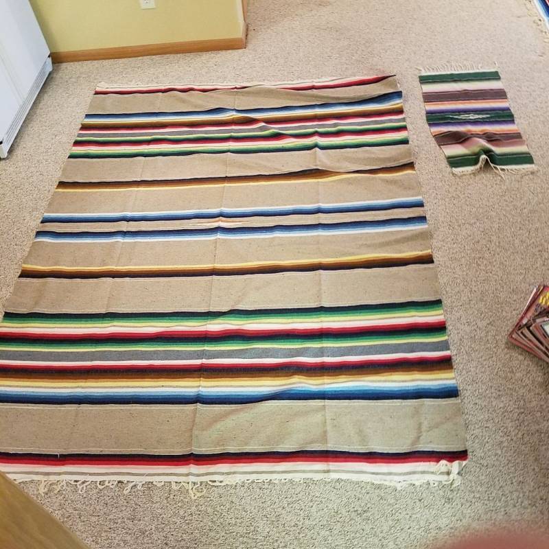 lot 6969 image: 2 Southwest blankets and a table runner