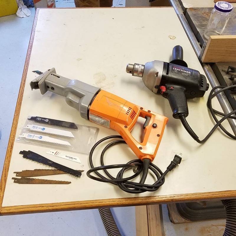 lot 7099 image: reciprocal saw, Sears Craftsman half inch drill variable speed reversible