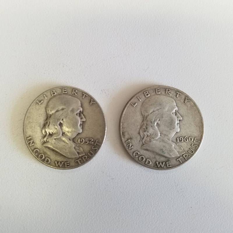 lot 7179 image: 2 Franklin half dollars - 1952D, 1960D