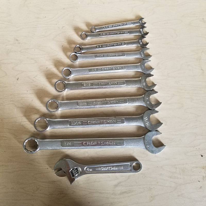 lot 7212 image: Craftsman wrenches SAE and an adjustable 6 in wrench
