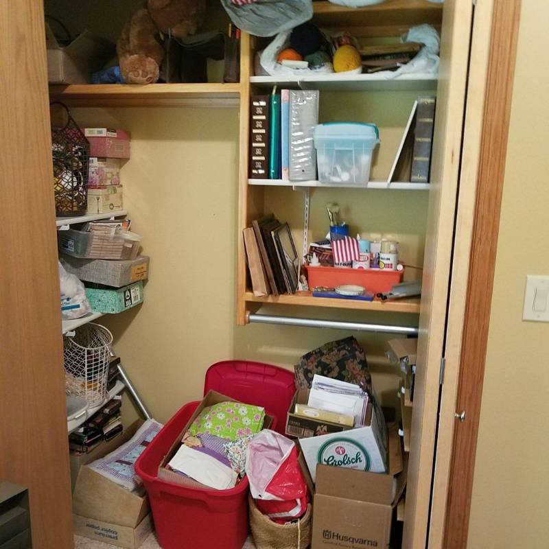 lot 7365 image: all in closet - lots of crafting and quilting supplies