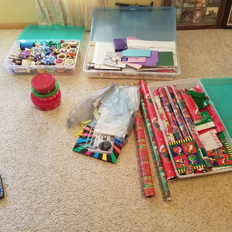 lot 7367 image: wrapping paper supplies 3 under bed storage boxes