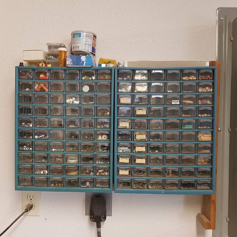 lot 7397 image: 2 small parts cabinets and contents
